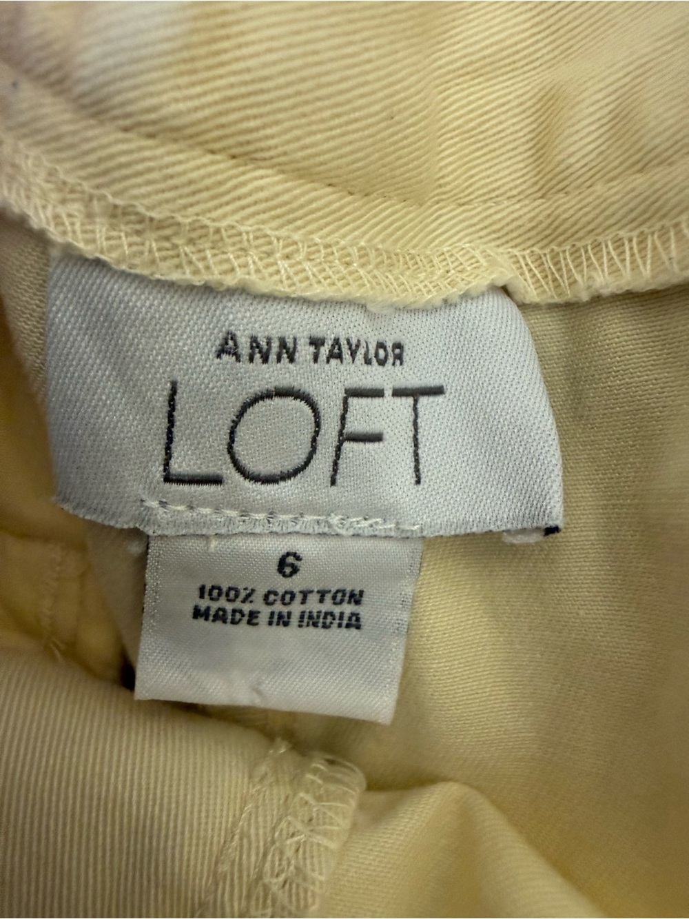 LOFT Yellow butter Cream Bermuda Chino Shorts with Welt Pockets - Picture 7 of 10